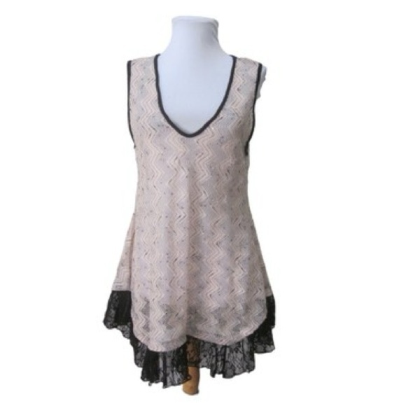 Lily By Firmiana Crochet Lace Boho Fringe Tank Top Tunic Cover Up XL - Picture 4 of 8